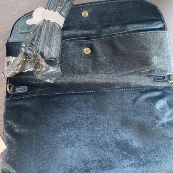 Blue Anthropologie Velvet Clutch Handbag - Picture 3 of 4